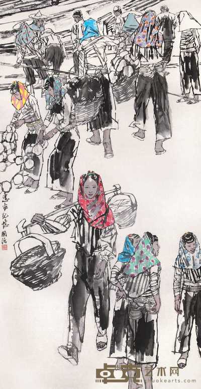 马国强 人物 镜心 138×69cm